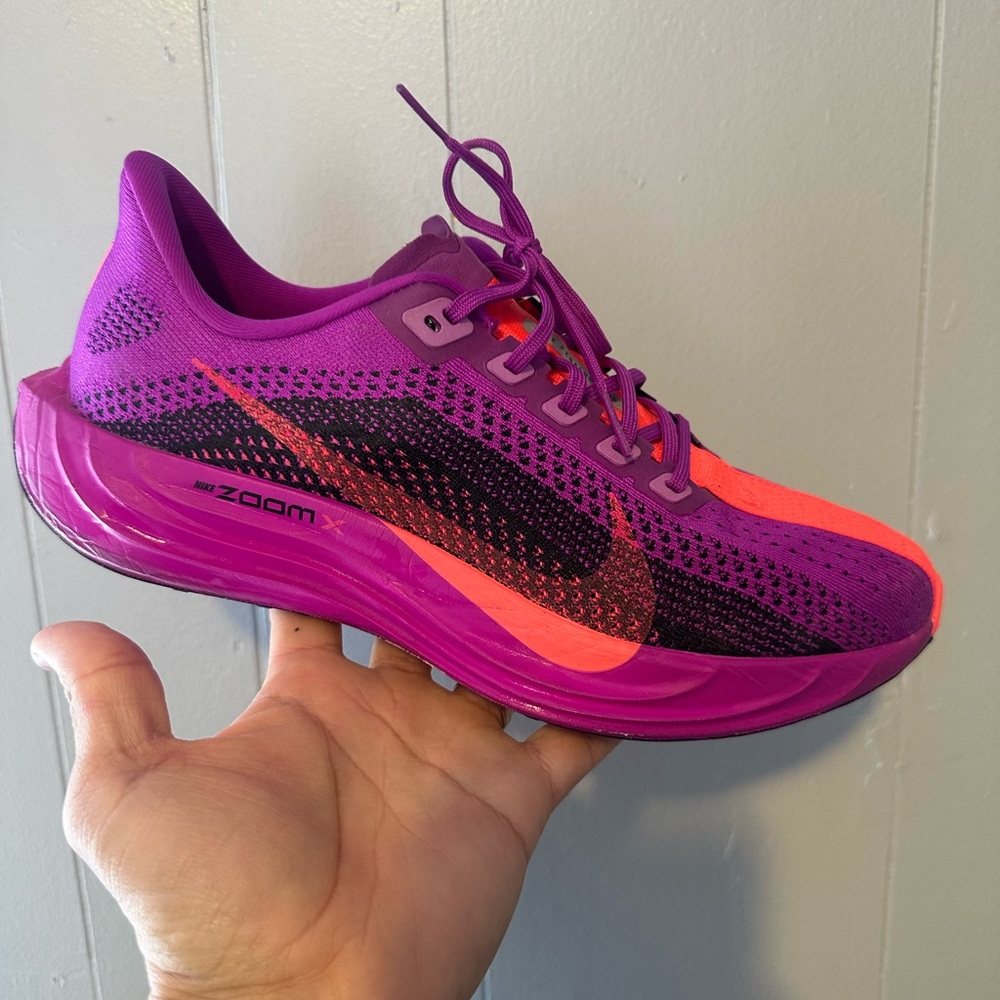 Nike mens Running Shoe - Magenta with Neon Orange Accents